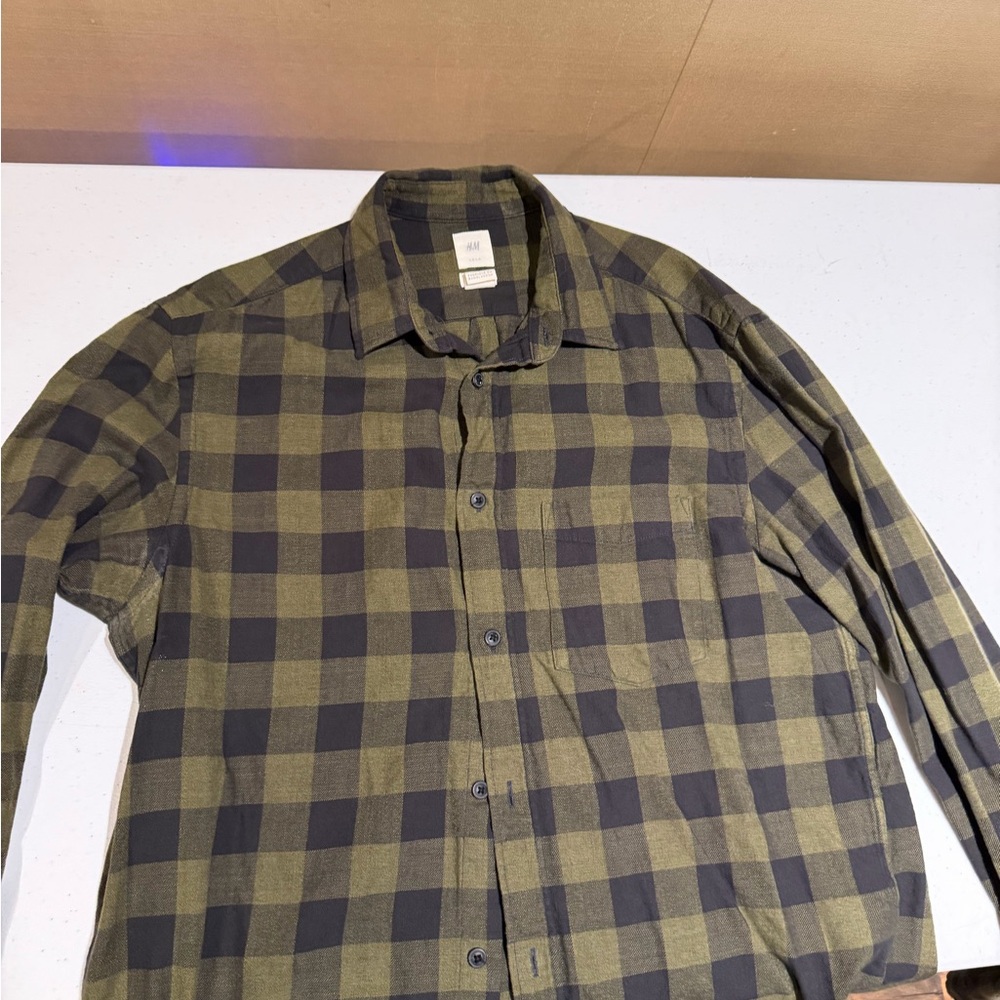 H&M Green and Black Checkered Shirt